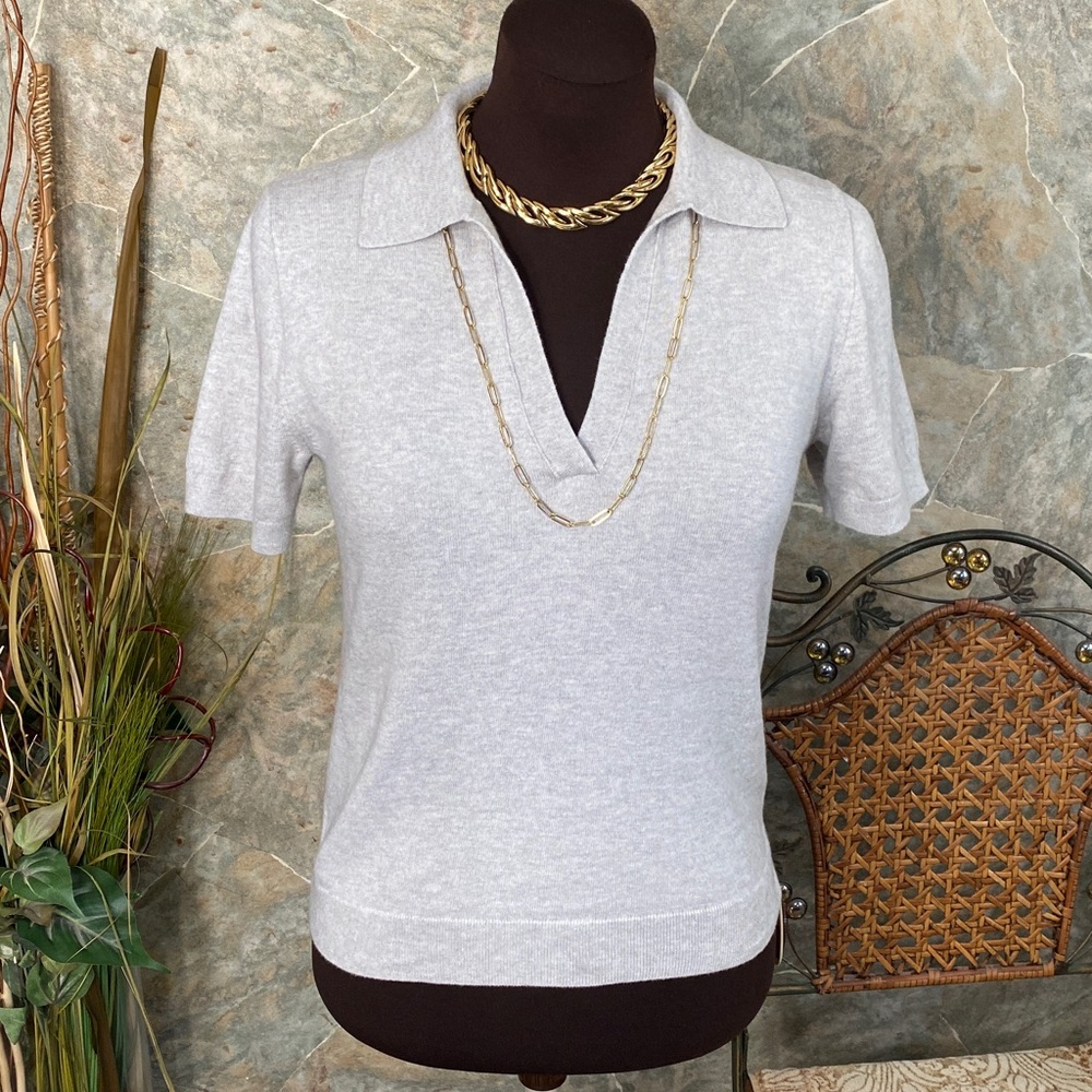 J.Crew with cashmere shirt top sweater blouse tunic Gray Women's Polo Top XS